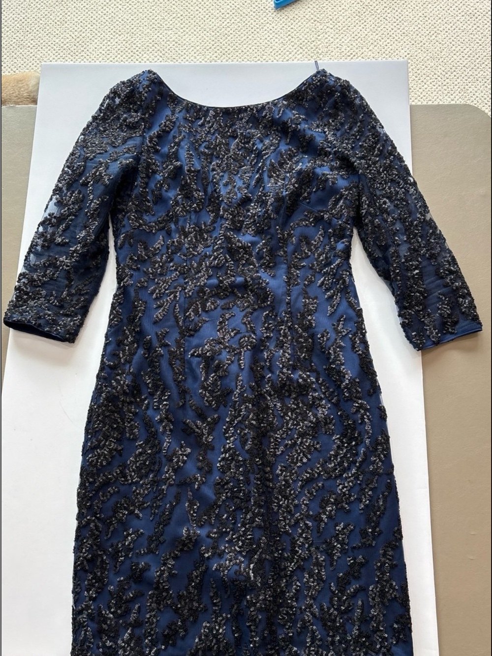 Aidan by Aidan Mattox Navy Dress with Black Sequin Embellishment